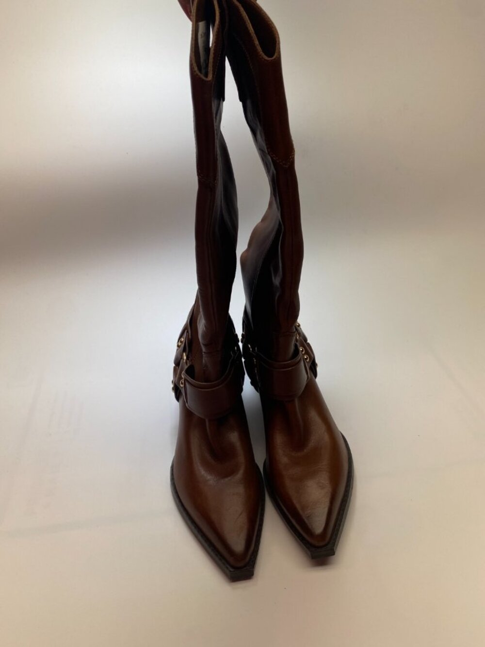 Marc Fisher LTD Womens Rally Leather Strap-and-Grommet Western Brown Boots Sz 7 - Picture 2 of 11